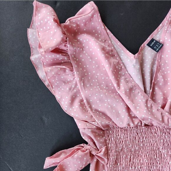 SHEIN Pink with White Polka Dot Blouse - Picture 4 of 8